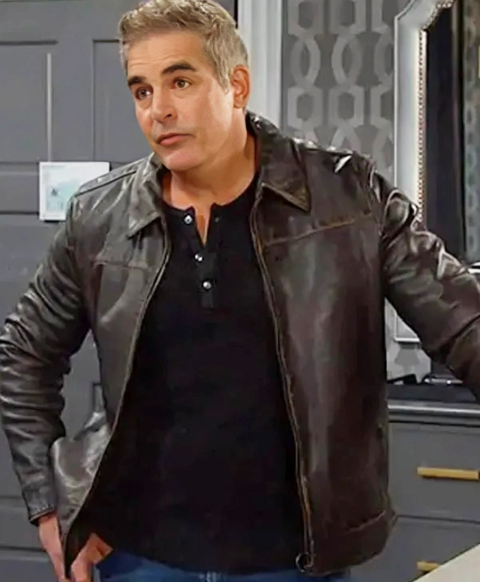 Galen Gering TV Series Days Of Our Lives 2025 Rafe Hernandez Black Leather Jacket