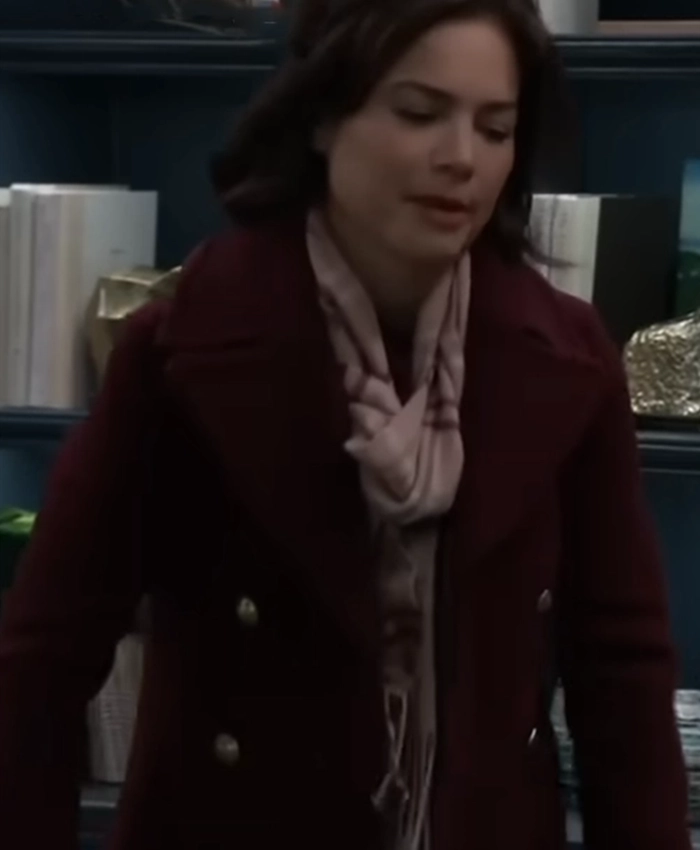 General Hospital Elizabeth Webber Maroon Peacoat