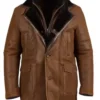 Genuine Brown Double Shearling Leather Coat