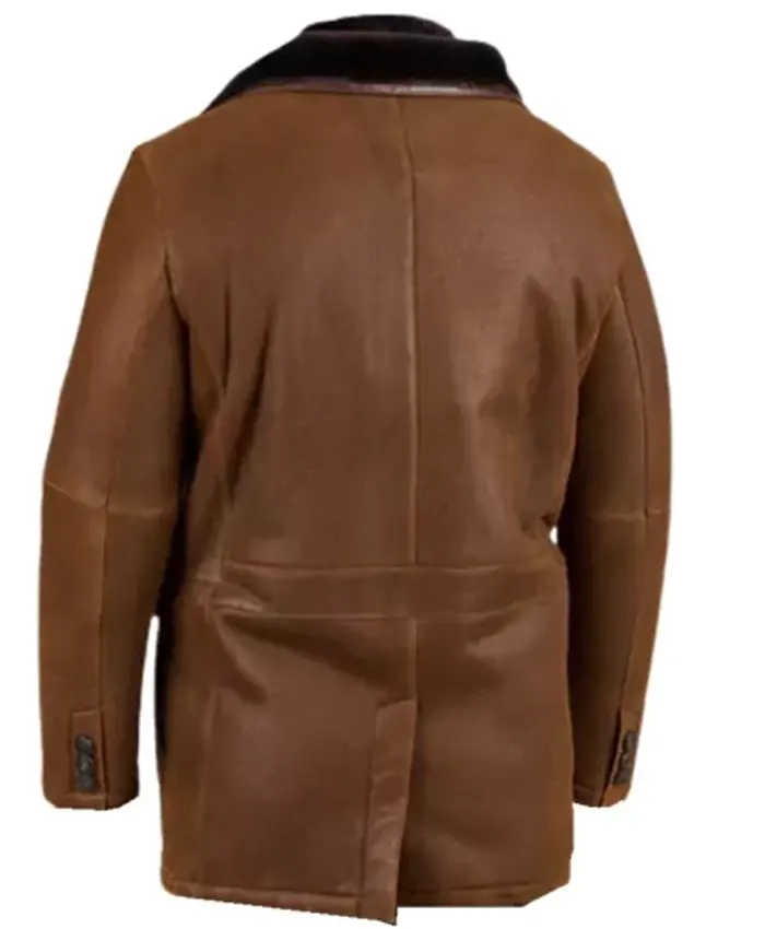 Genuine Double Shearling Brown Leather Coat