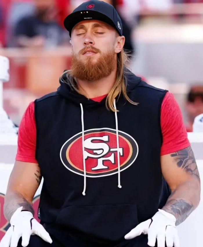 George Kittle San Francisco 49ers 2025 Sleeveless Black Hoodie