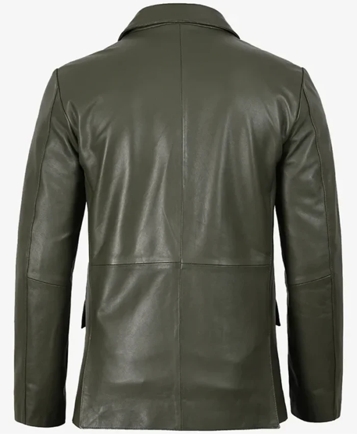 Alternative view of Mens Dark Green Genuine Leather Blazer