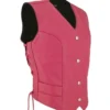 Get Motorcycle Jennie Pink Side Lace Genuine Leather Biker Vest