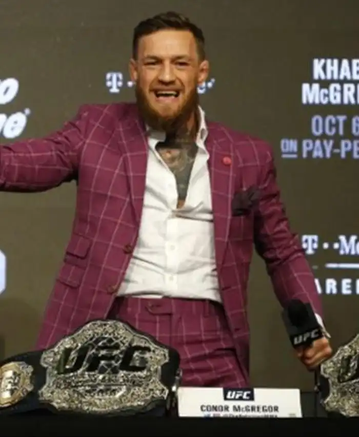 Get Now Conor Mc Gregor Khabib Face Off Purple Checked Suit For Sale