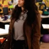 Get Now Found Lacey Quinn Leather Brown Jacket For Sale