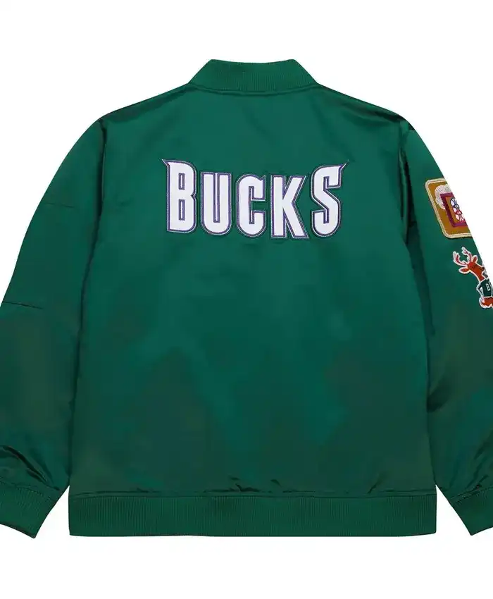 Get Now Milwaukee Bucks Vintage Green Satin Bomber Jacket For Sale