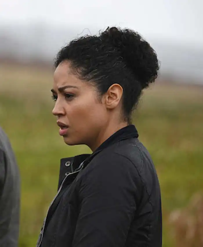 Get Now Riann Steele Debris Finola Jones Black Cotton Jacket For Sale