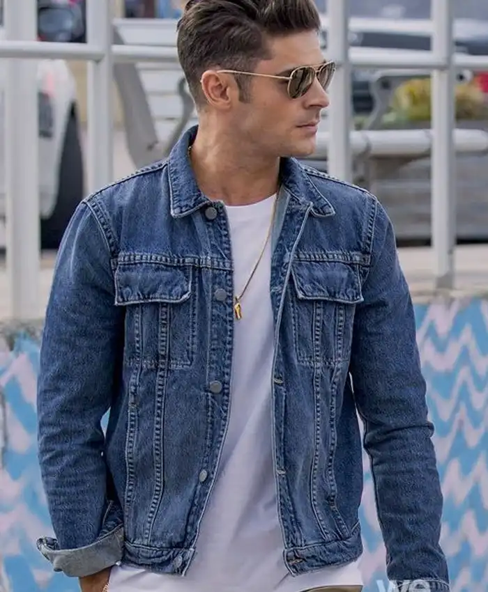 Get Now Zac Efron Blue Denim Trucker Jacket For Unisex