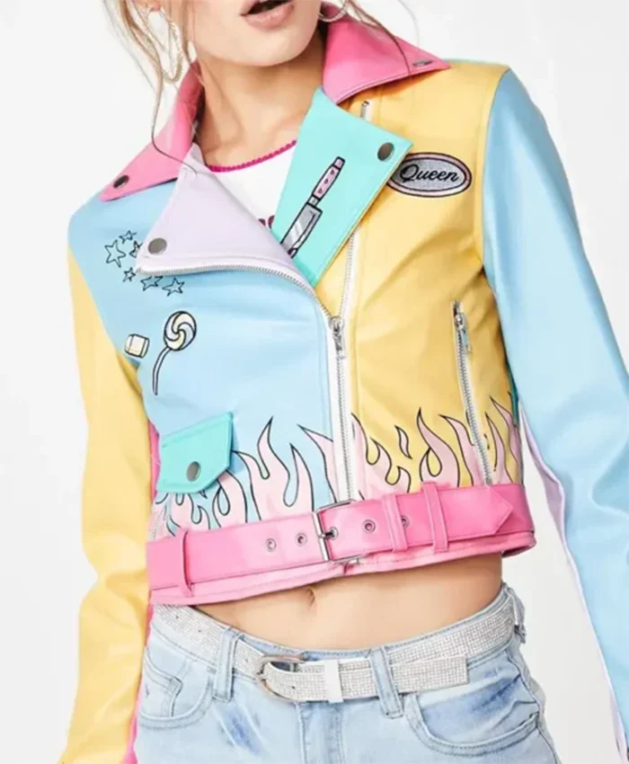 Ravens Home S04 Sasha Pastel Moto Leather Jacket - Image 2