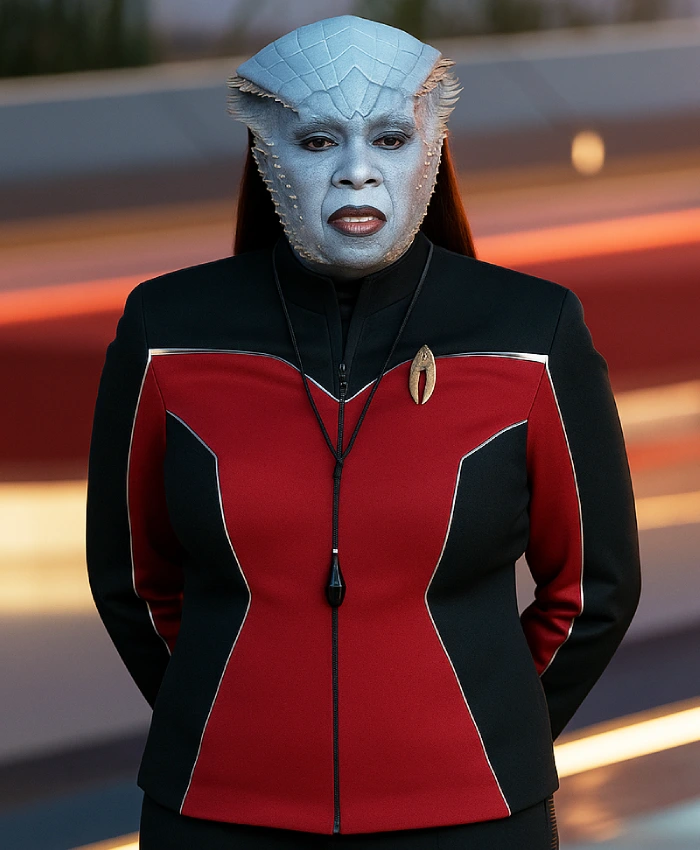 Gina Yashere TV Series Star Trek Starfleet Academy 2026 Lura Thok Red And Black Colorblock Jacket