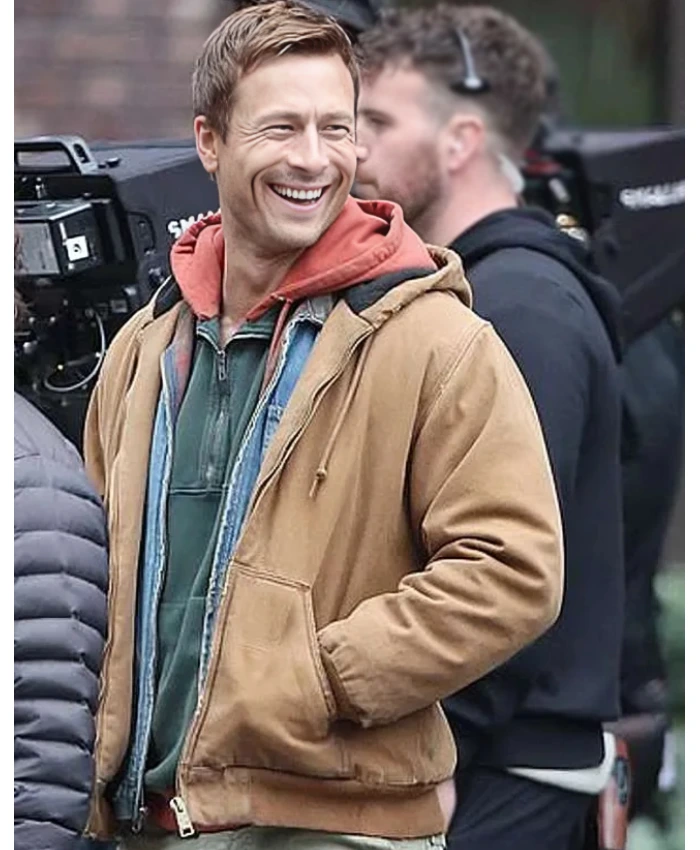 Glen Powell The Running Man Brown Jacket