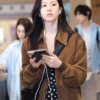 Go Youn Jung Can You Translate This Love 2026 Cha Mu Hee Brown Suede Leather Jacket