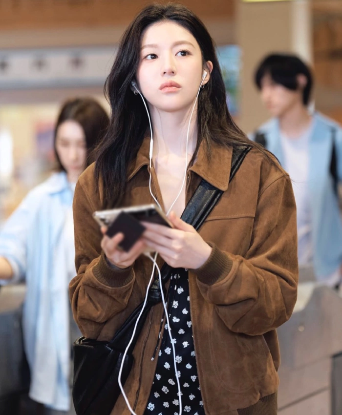 Go Youn Jung Can You Translate This Love 2026 Cha Mu Hee Brown Suede Leather Jacket