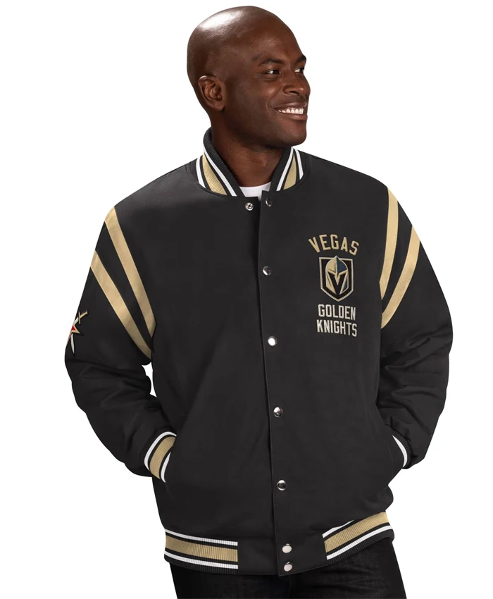 Golden Knights Tailback Black Satin Varsity Jacket