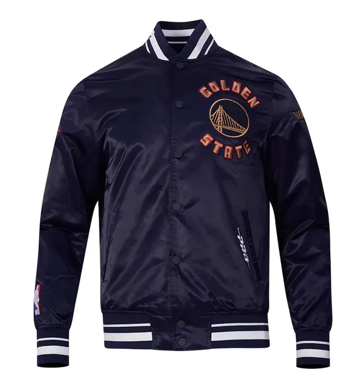 Golden State Warriors 2024 25 City Edition Chenille Navy Satin Jacket