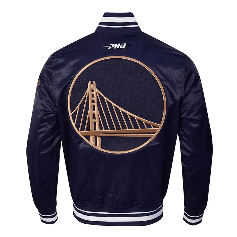 Golden State Warriors 2024 25 City Edition Chenille Navy Satin Jacket Back
