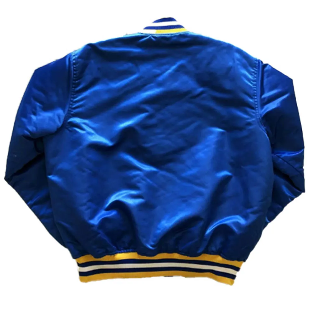 Golden State Warriors 90s NBA Royal Satin Jacket Back
