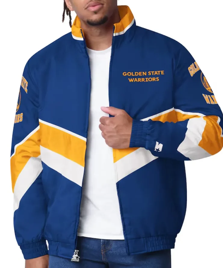 Golden State Warriors Captain Royal Varsity Satin Jacket