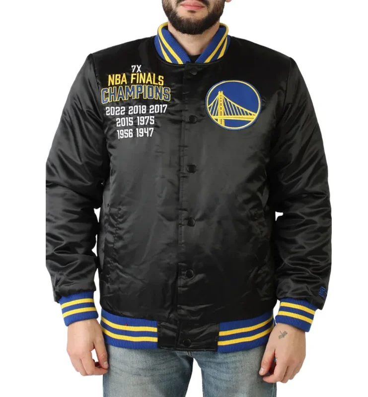 Golden State Warriors Champions Black Satin Jacket