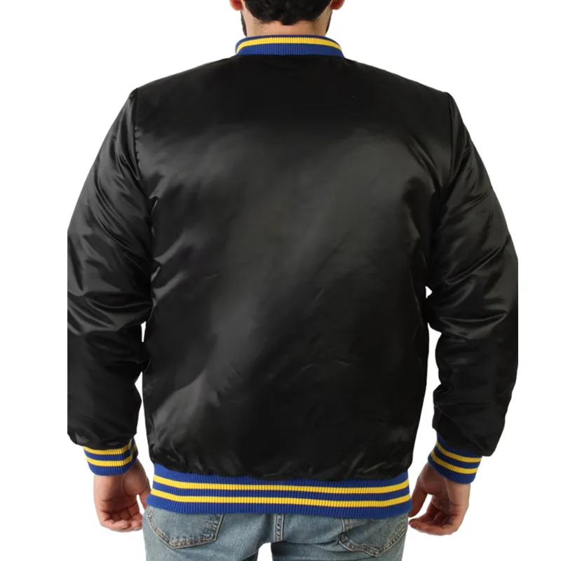 Golden State Warriors Champions Black Satin Jacket Back