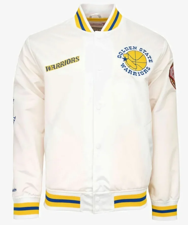 Golden State Warriors City Collection White Varsity Satin Jacket