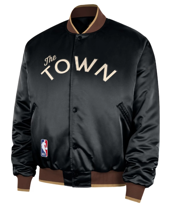 Golden State Warriors City Edition Remix Courtside Black Full Snap Bomber Jacket