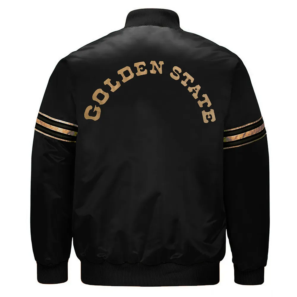 Golden State Warriors Classic Black Satin Jacket Back