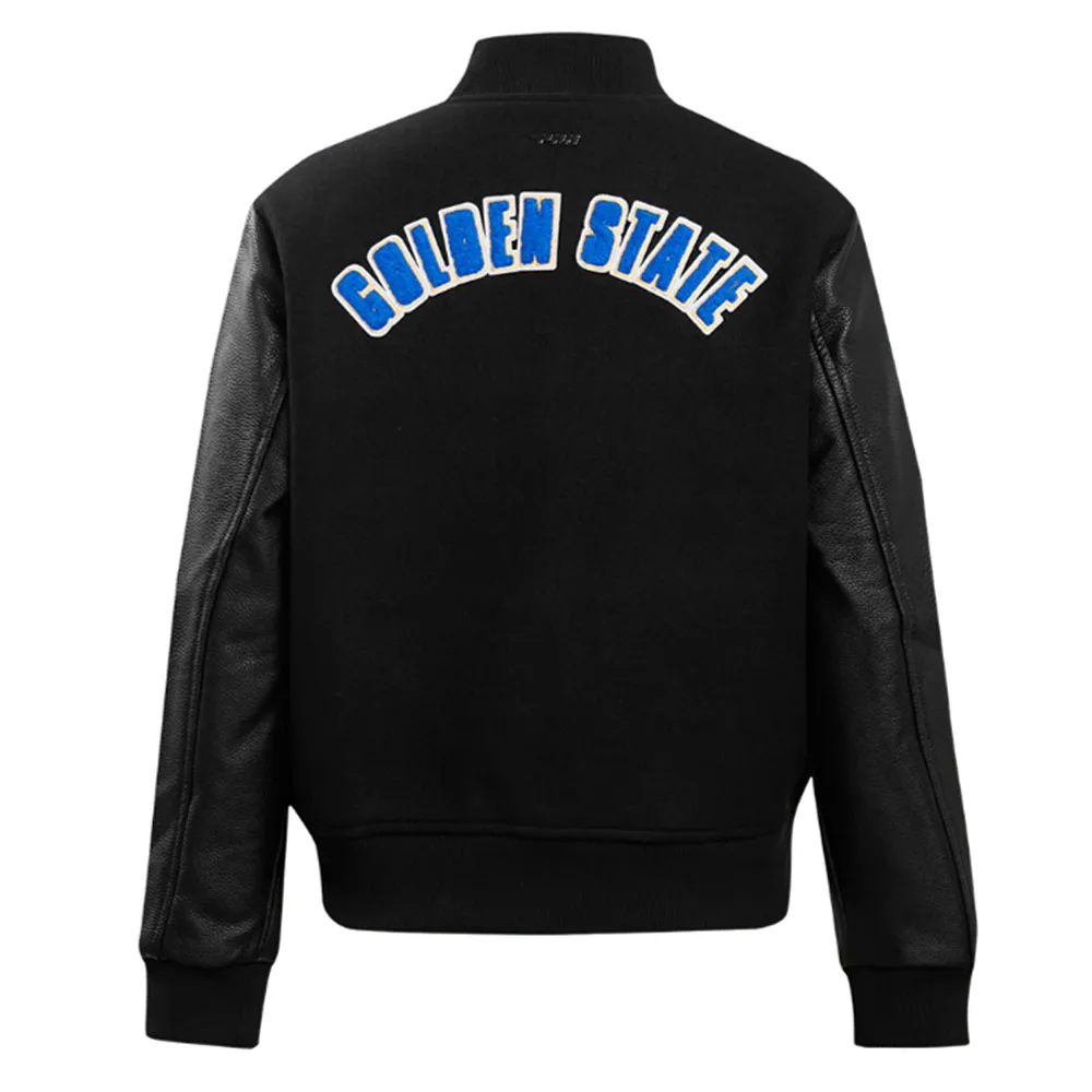 Golden State Warriors Classic Black Varsity Jacket Back