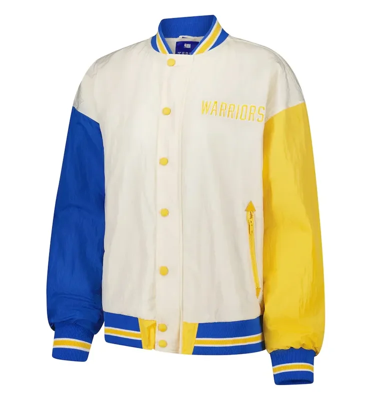 Golden State Warriors Color Block Bomber Full Snap Jacket