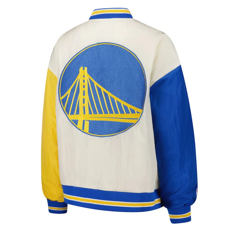 Golden State Warriors Color Block Bomber Full Snap Jacket Back