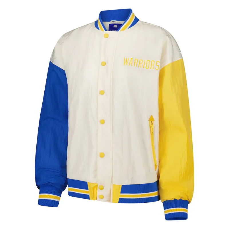 Golden State Warriors Color Block Bomber Full Snap Jacket