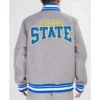 Golden State Warriors Crest Emblem Heather Grey Varsity Wool Jacket Back