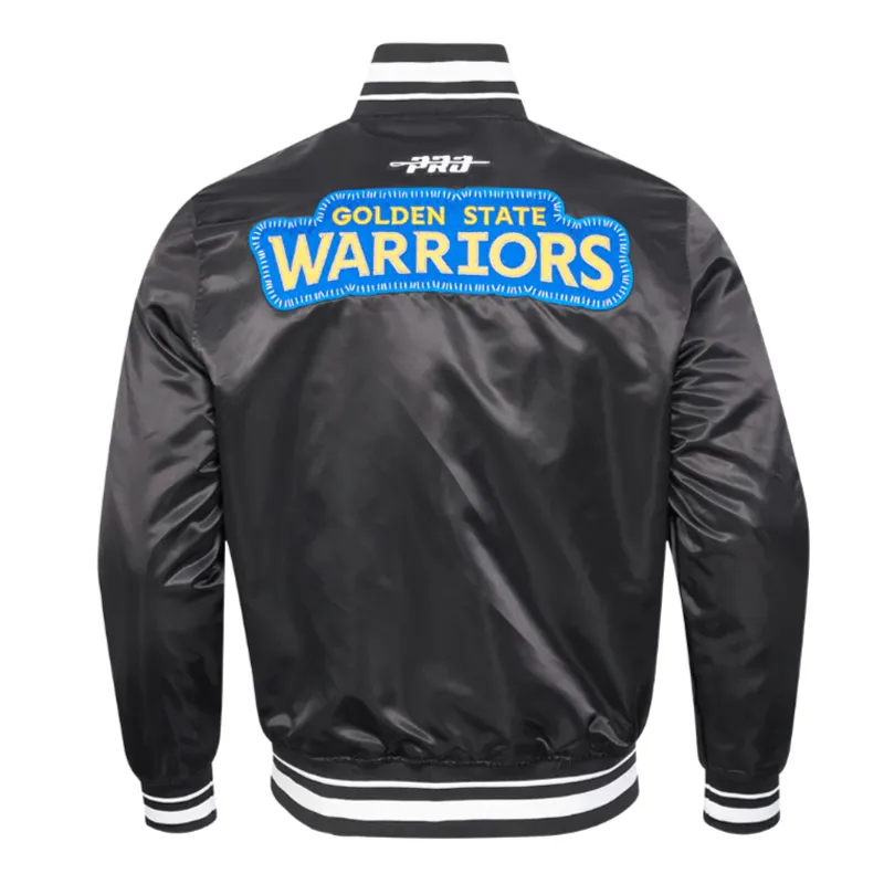 Golden State Warriors Diy Pick Stitch Classic Rib Satin Jacket Back