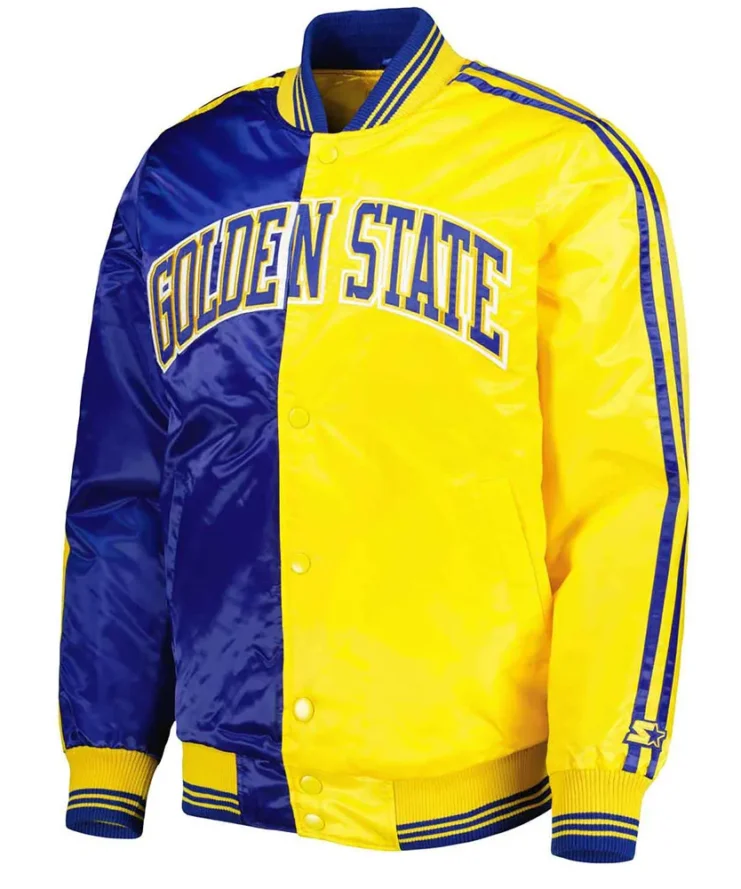 Golden State Warriors Fast Break Royal Yellow Satin Jacket