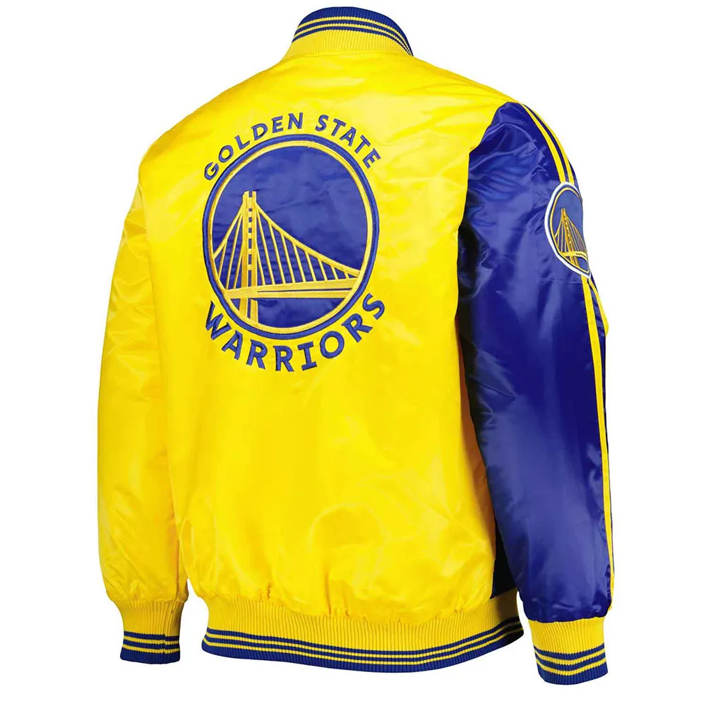 Golden State Warriors Fast Break Royal Yellow Satin Jacket Back