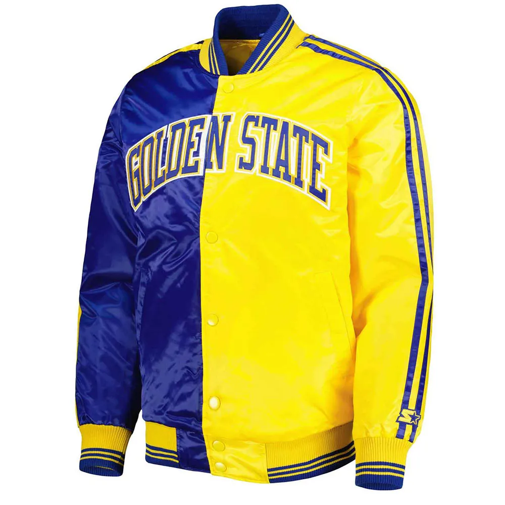 Golden State Warriors Fast Break Royal Yellow Satin Jacket