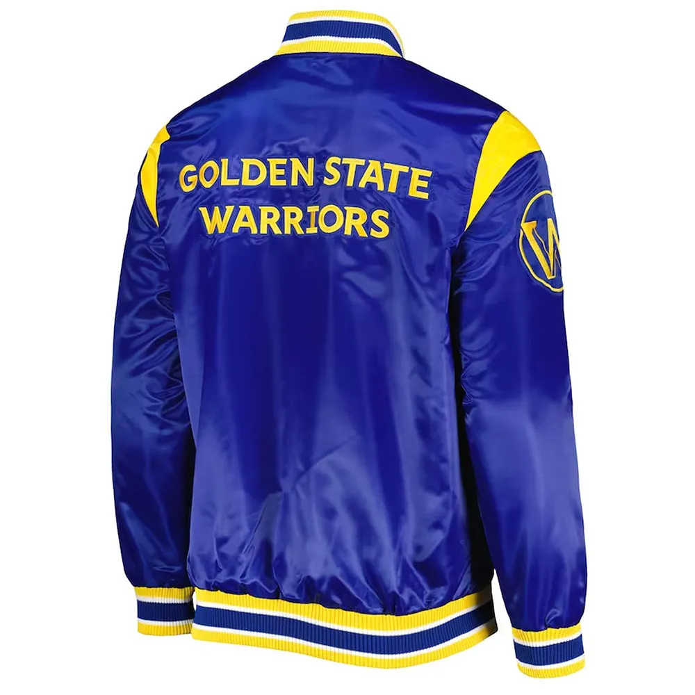 Golden State Warriors Force Play Royal Satin Jacket Back