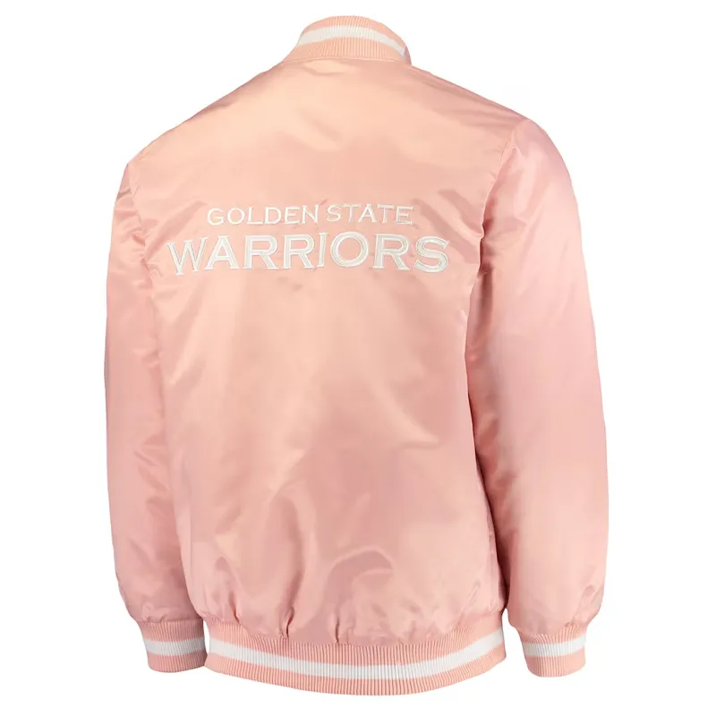 Golden State Warriors Pink Satin Jacket Back