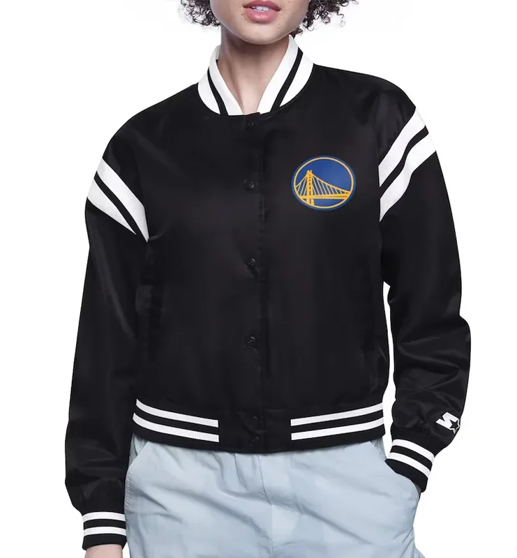 Golden State Warriors Printed Logo Varsity Satin Jacket