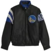 Golden State Warriors Retro Full Zip Black And White Leather Jacket