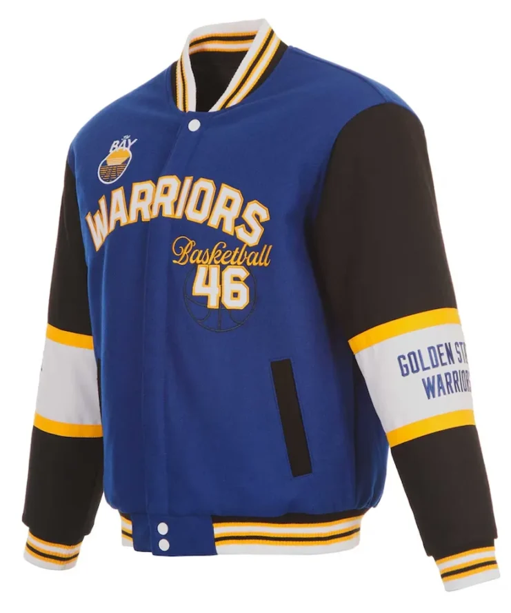 Golden State Warriors Royal And Black Varsity Wool Jacket