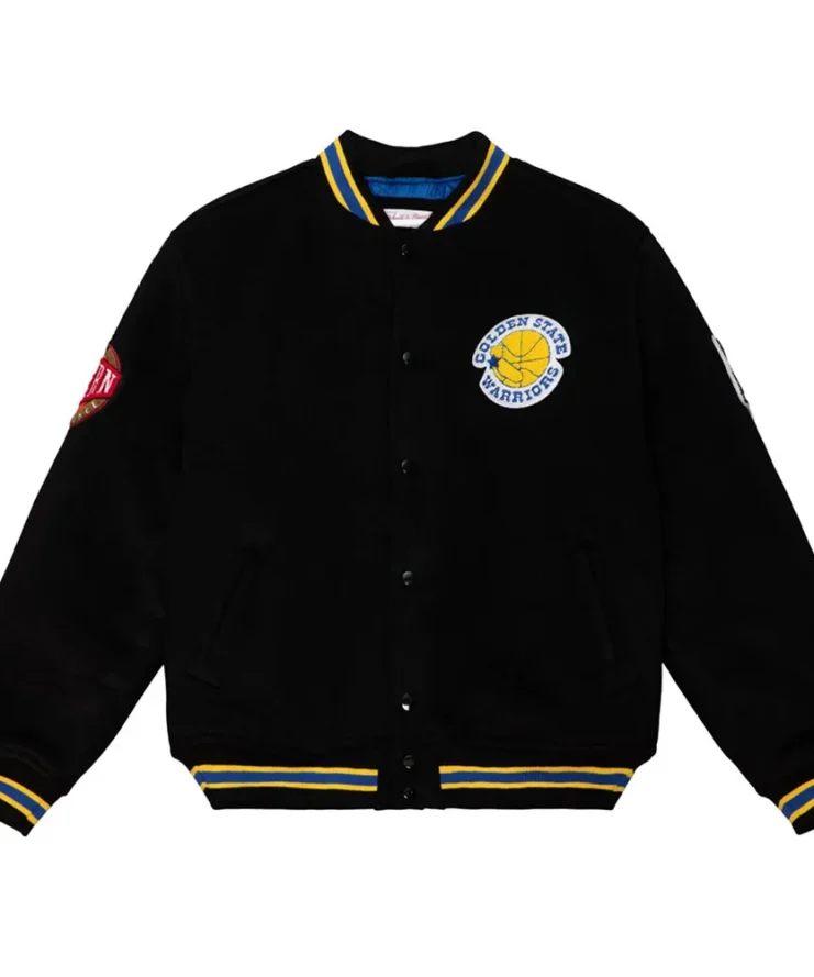 Golden State Warriors Varsity Black Wool Jacket
