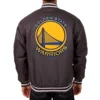 Golden State Warriors Varsity Poly Twill Charcoal Jacket Back