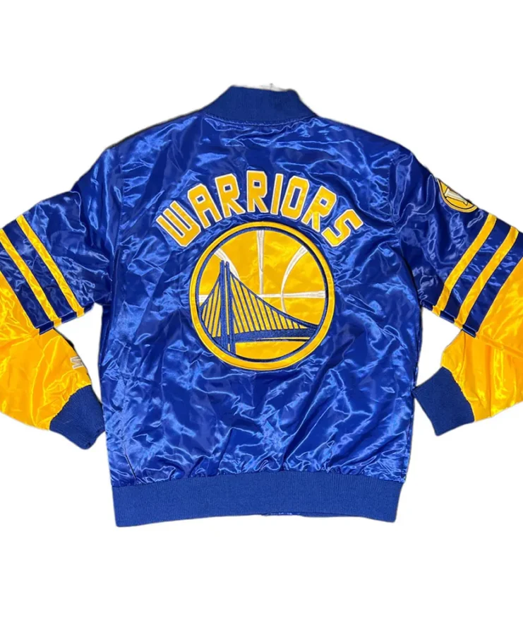 Golden State Warriors Vintage Blue And Gold Satin Jacket Back