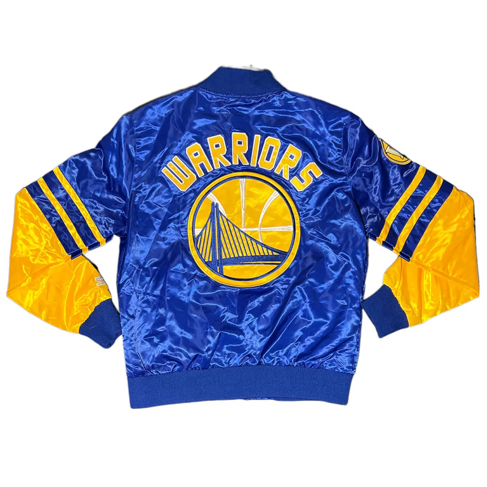 Golden State Warriors Vintage Blue And Gold Satin Jacket Back