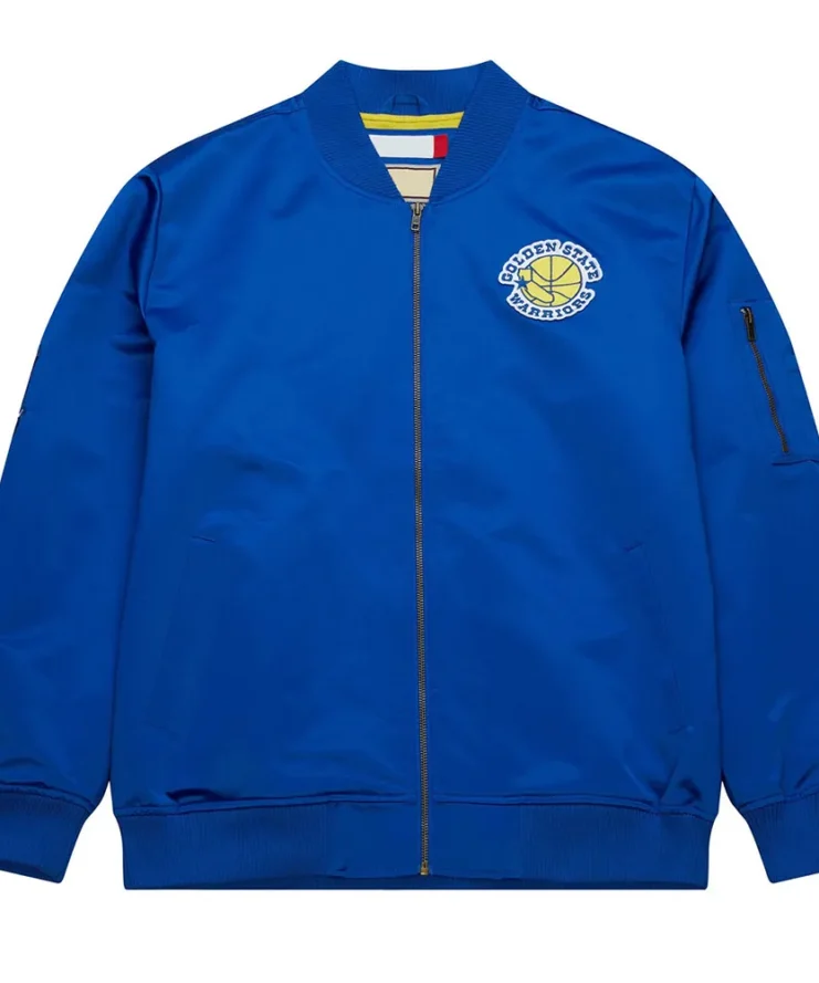 Golden State Warriors Vintage Logo Royal Lightweight Satin Jacket