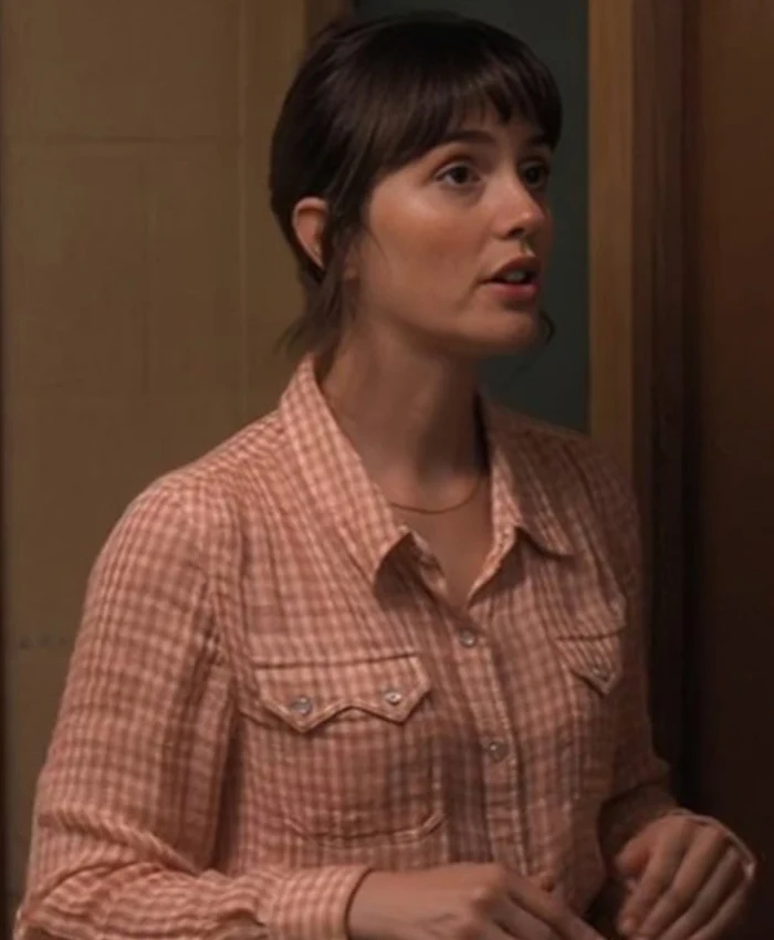 Good Cop Bad Cop 2025 Leighton Meester Pink Check Shirt