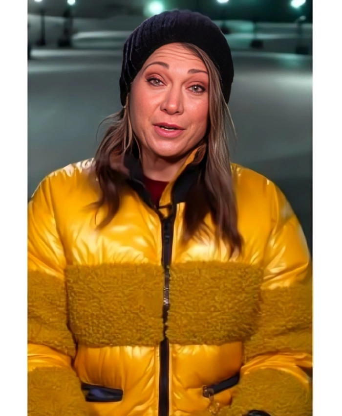 Good Morning America Ginger Zee Yellow Sherpa Detail Puffer Jacket - Image 2
