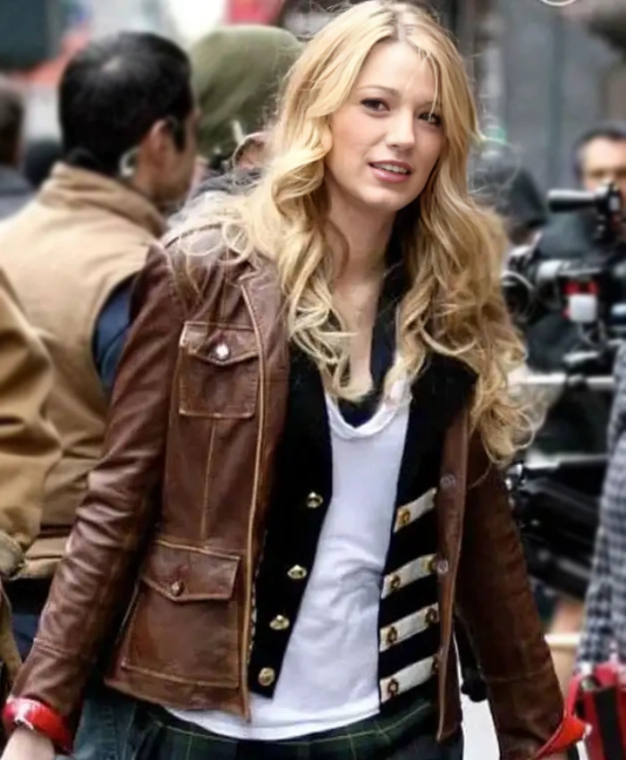 Gossip Girl Blake Lively Brown Jacket