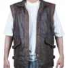 Gothic Weathered Leather Vest Handcrafted